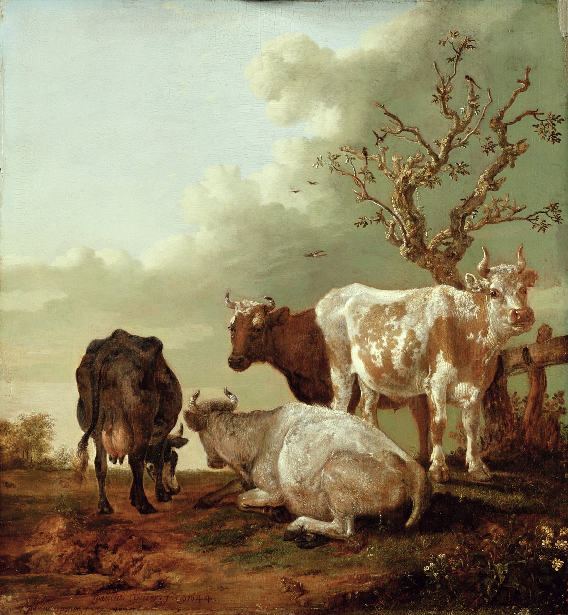 Fire kyr i en eng, 1644 av Paulus Potter