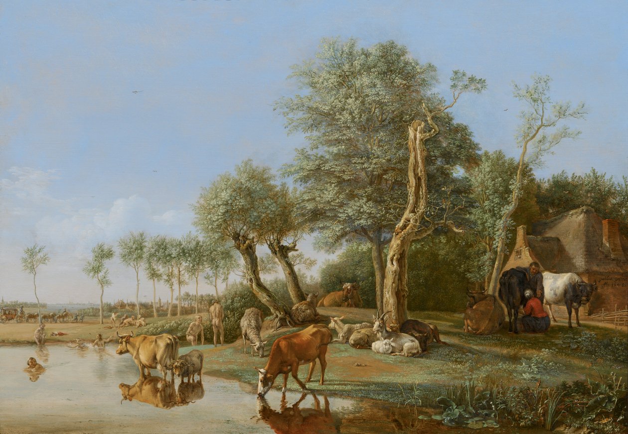 Kyr reflektert i vannet, 1648 av Paulus Potter