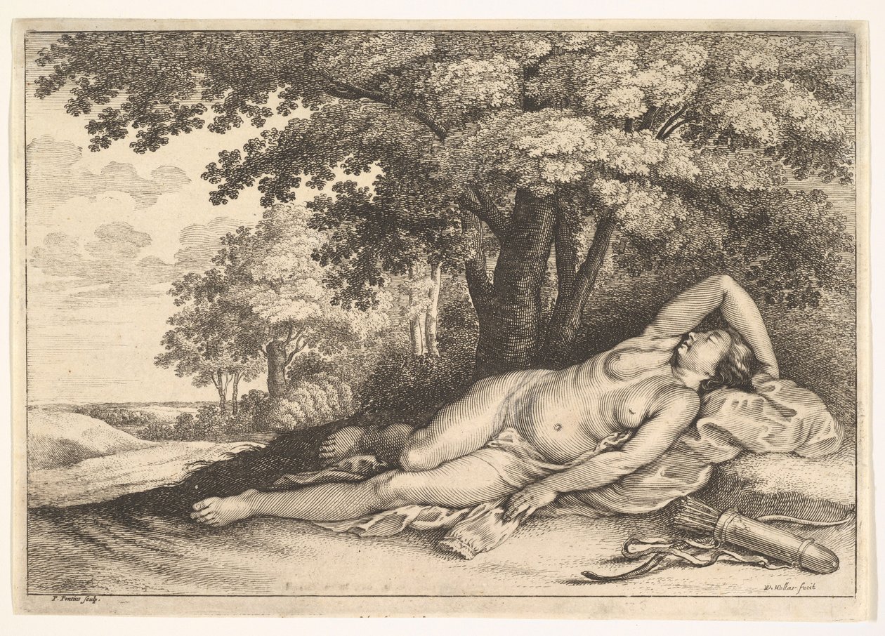 Sovende jegerinne, 1625-77. av Paulus Potter