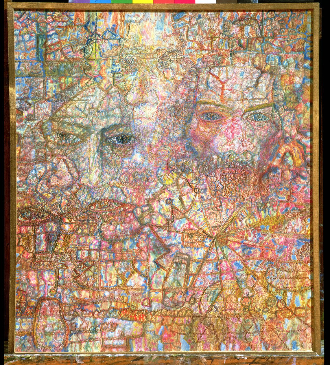 Faces, 1940 (olje på papir) av Pawel Nikolajewitsch Filonow