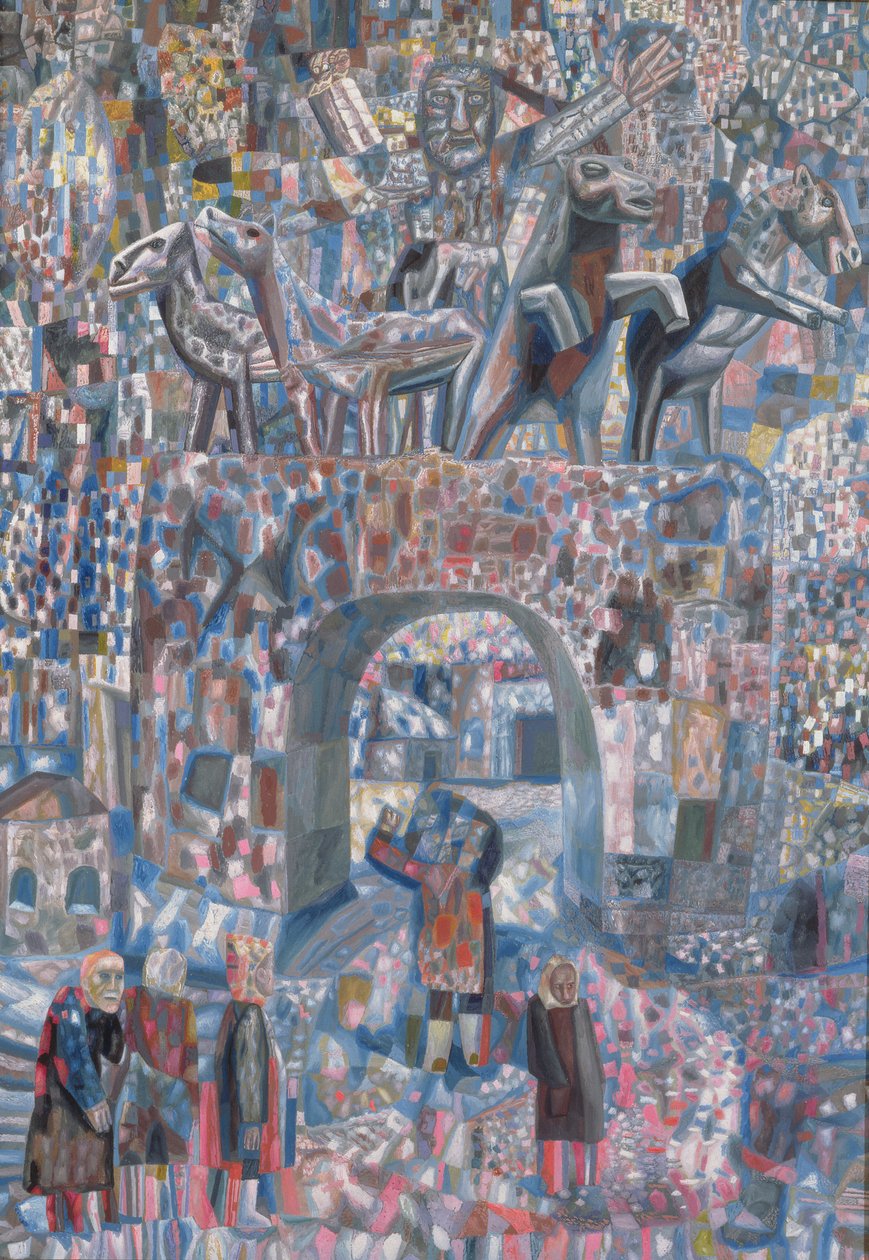 The Narva Gates, 1929 (olje på papir) av Pawel Nikolajewitsch Filonow