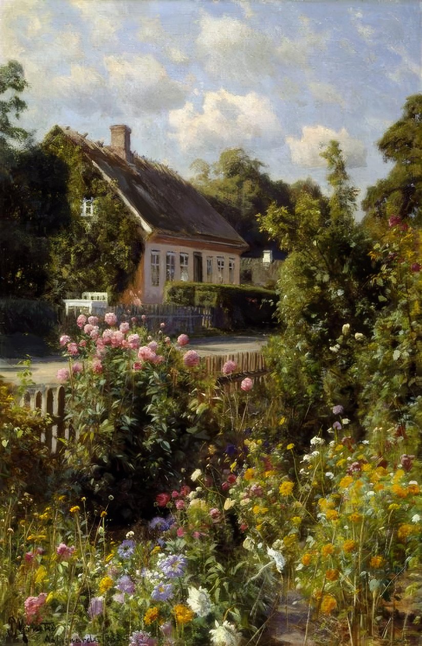 Blomstrende forgård av Peder Monsted