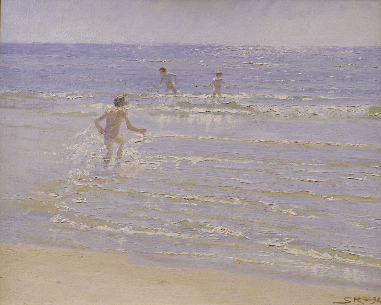 Solskinn på Skagen: Guttesvømming, 1892 (studie) av Peder Severin Krøyer