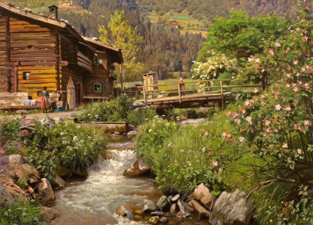 P.Mönsted, fjellhytte ved bekken av Peder Monsted