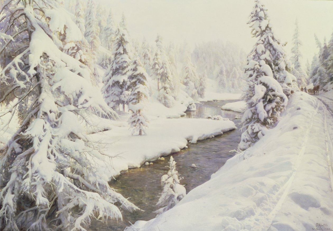 Vinterlandskap, St. Moritz av Peder Monsted