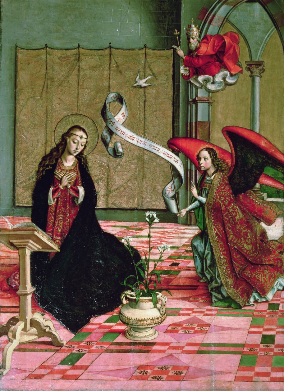 Bebudelsen, detalj fra altertavlen til St. Anne og Jomfruen av Pedro Berruguete