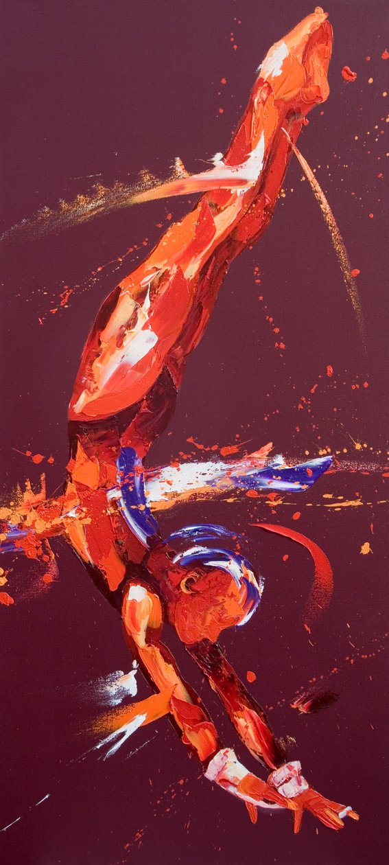 Gymnast Five, 2011 (olje på lerret) av Penny Warden