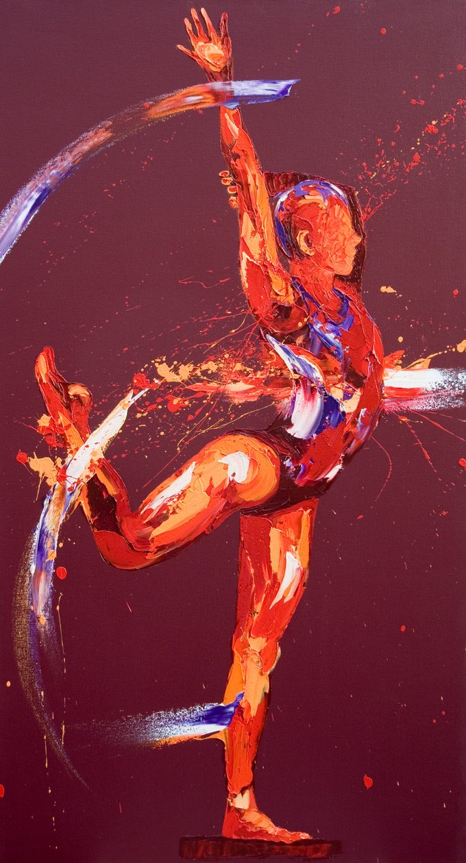 Gymnast Nine, 2011 (olje på lerret) av Penny Warden