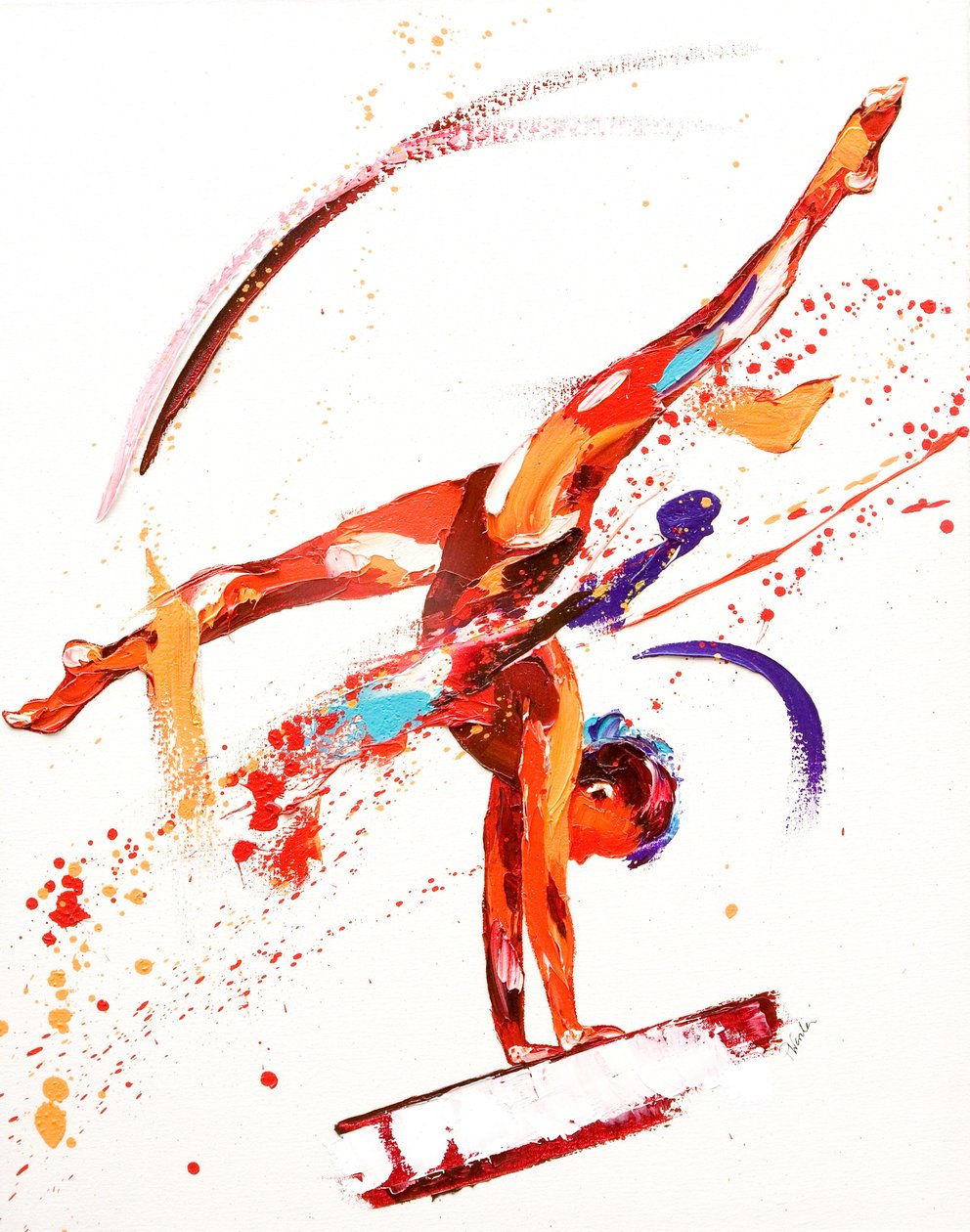Gymnast One, 2010 (olje på lerret) av Penny Warden