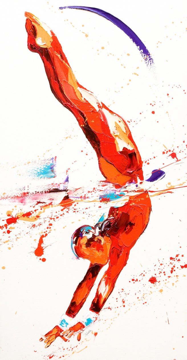 Gymnast Three, 2010 (olje på lerret) av Penny Warden