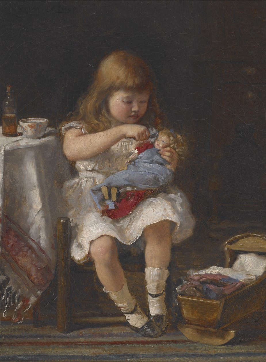 An Anxious Mother (olje på lerret) av Percival de Luce