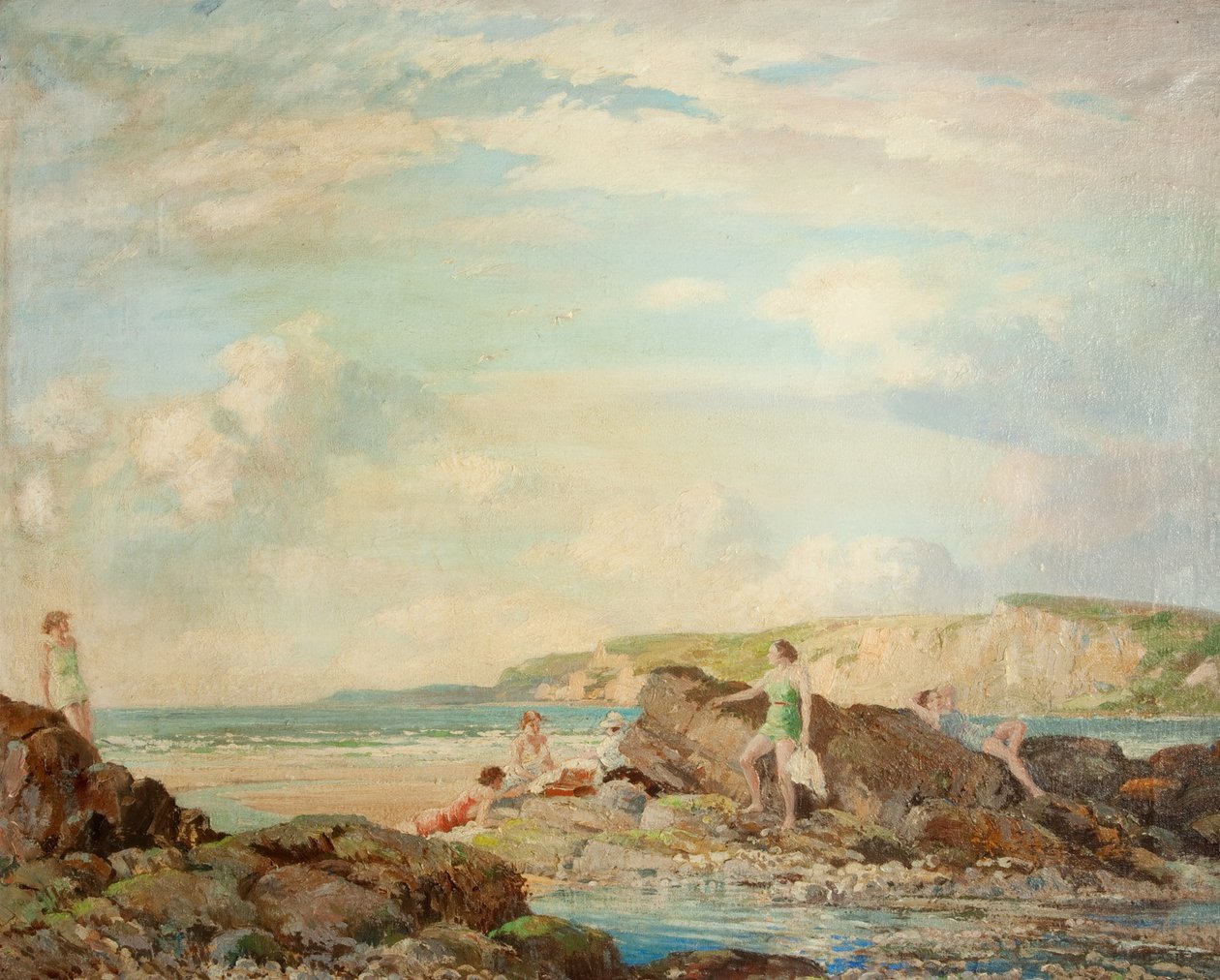 The Seashore (olje på lerret) av Percy Lancaster