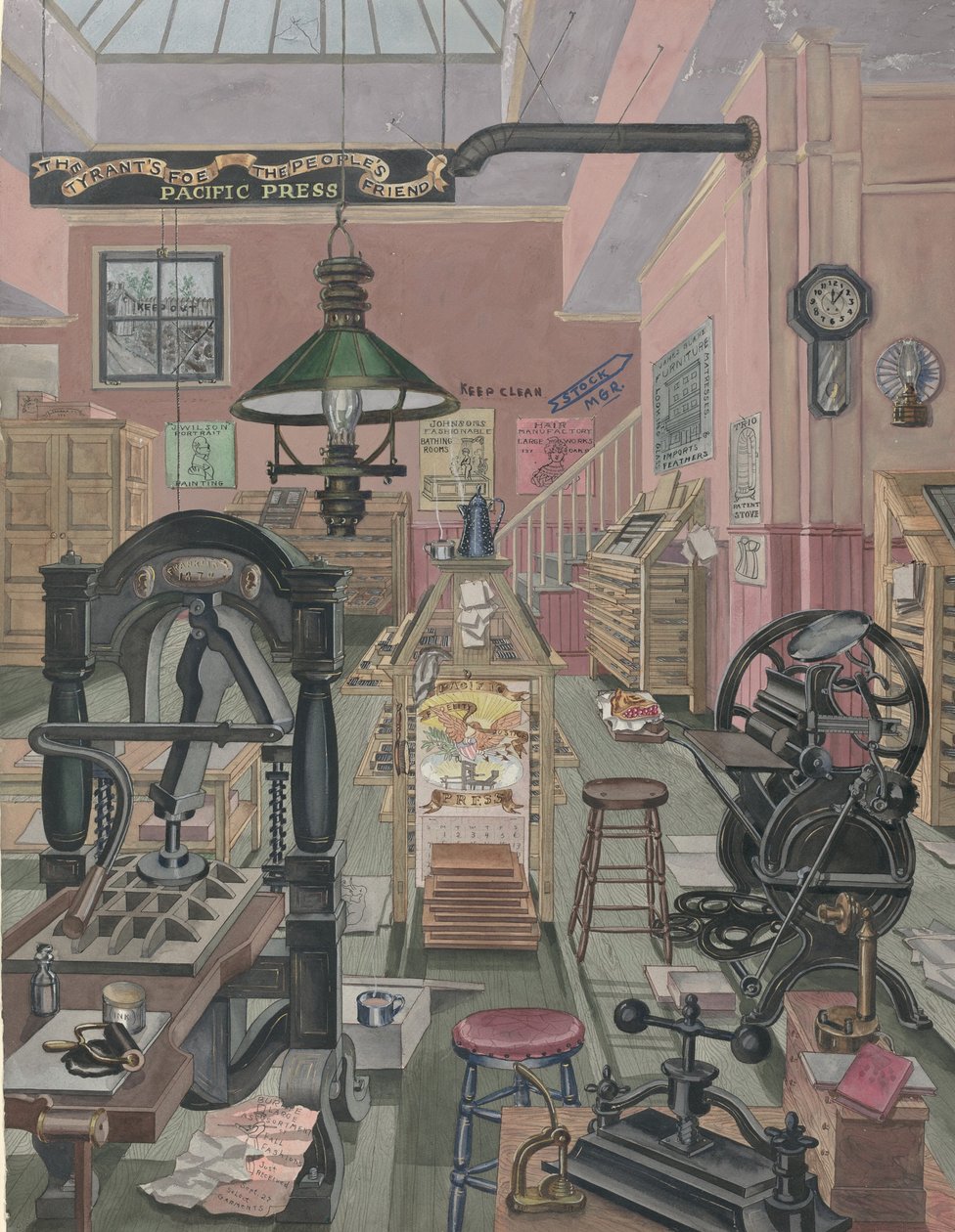 Trykkeri, 1870, 19351942. av Perkins Harnly