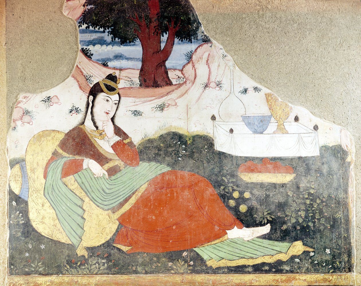 Kvinne i hagen til Shah Abbas I (1588-1629) av Persian School
