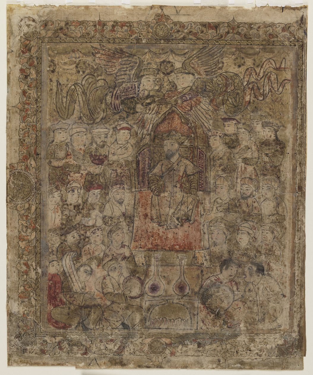 En hersker på tronen, fra en Shahnama av Persian School