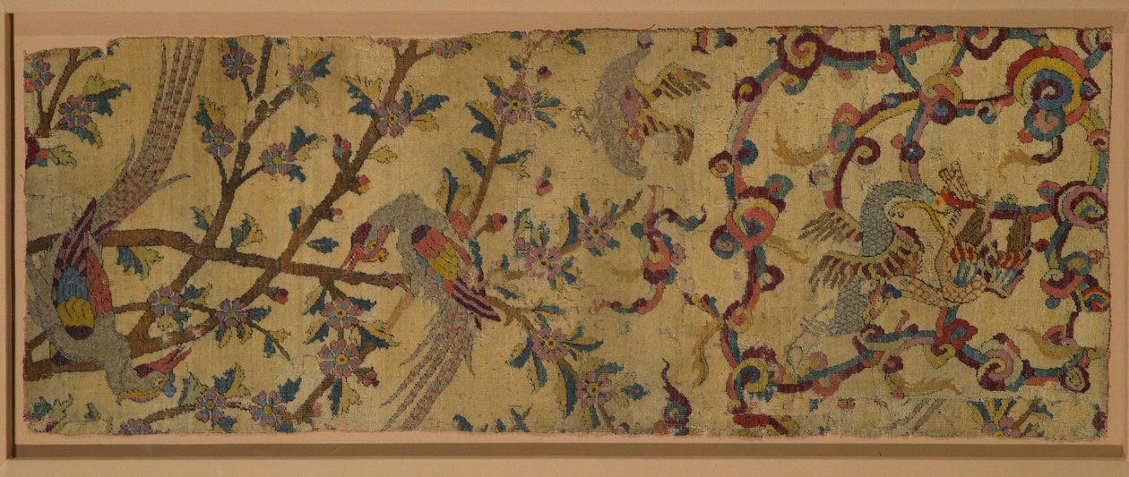 Engleteppefragment (ull- og silkebunke) av Persian School