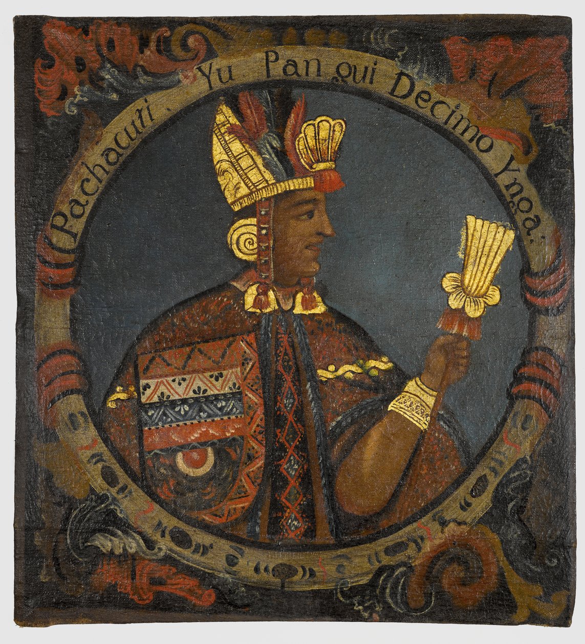 Pachacuti, 10. inkakonge, midten av 1700-tallet av Peruvian School