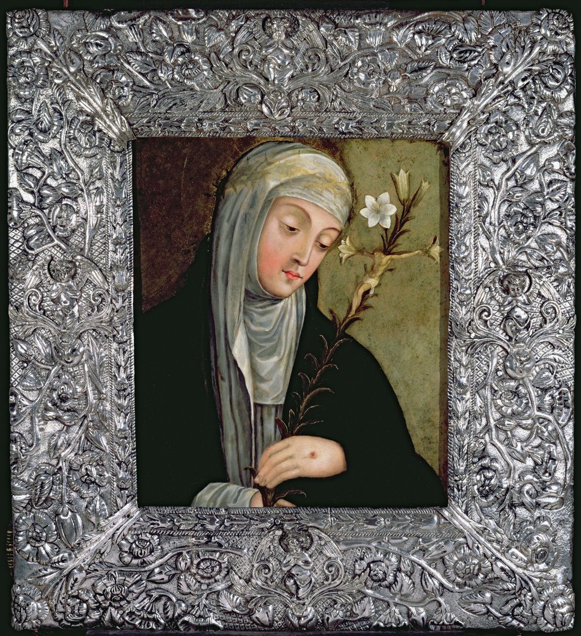 St. Katarina av Siena (olje på kobber) av Peruvian School