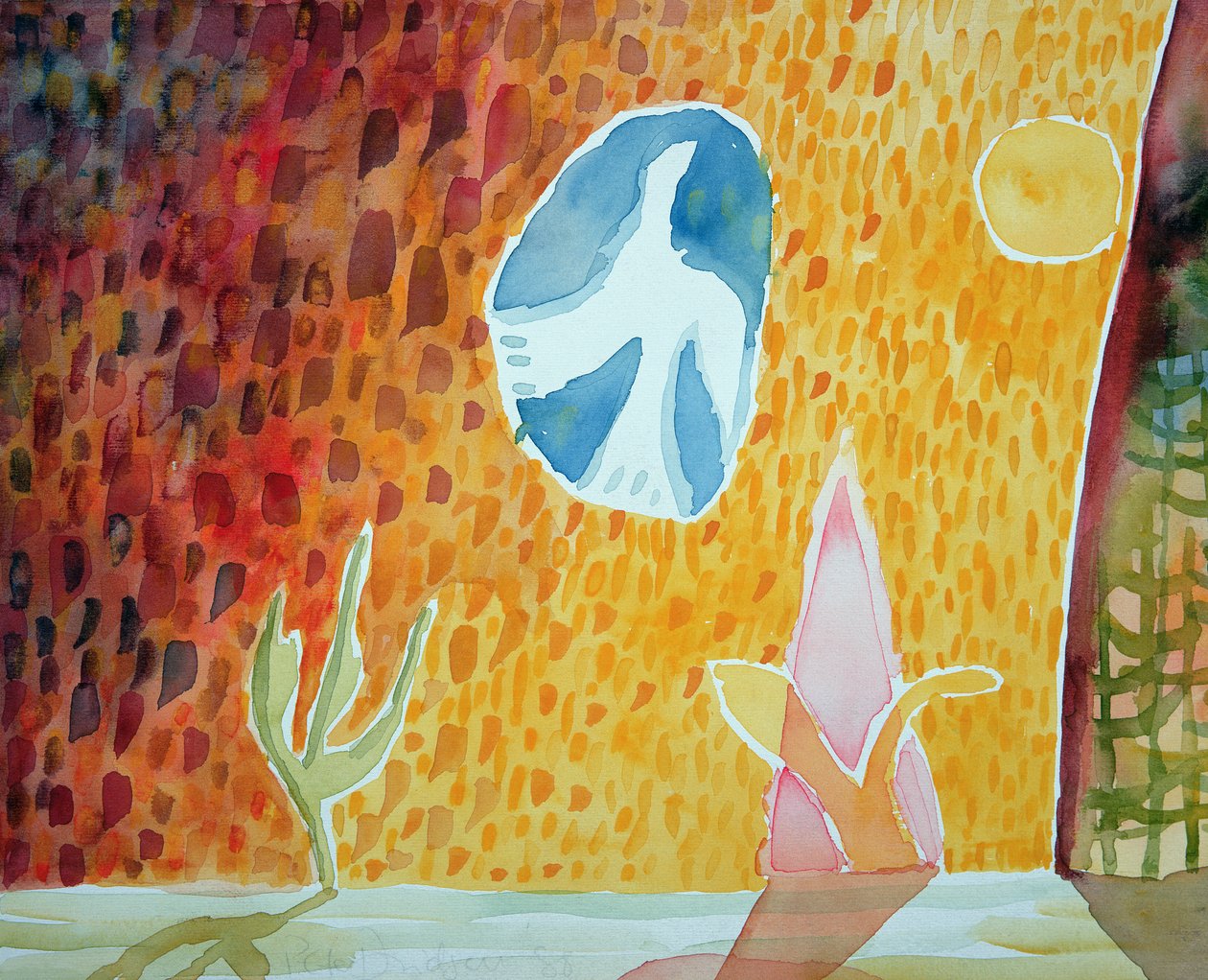 Sunburst, 1989 (wc på papir) av Peter Davidson