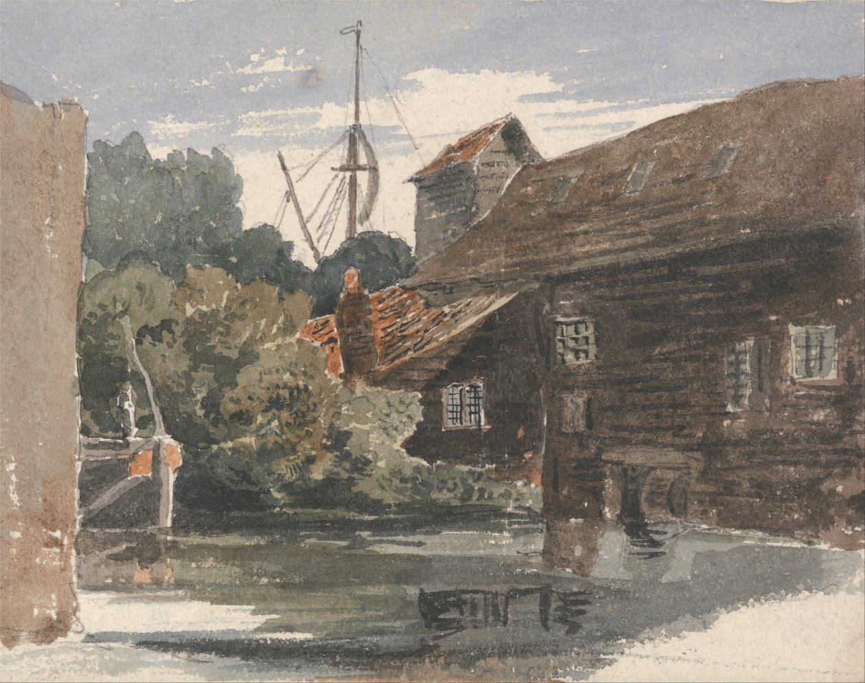 Mølle på Teddington på Themsen av Peter de Wint