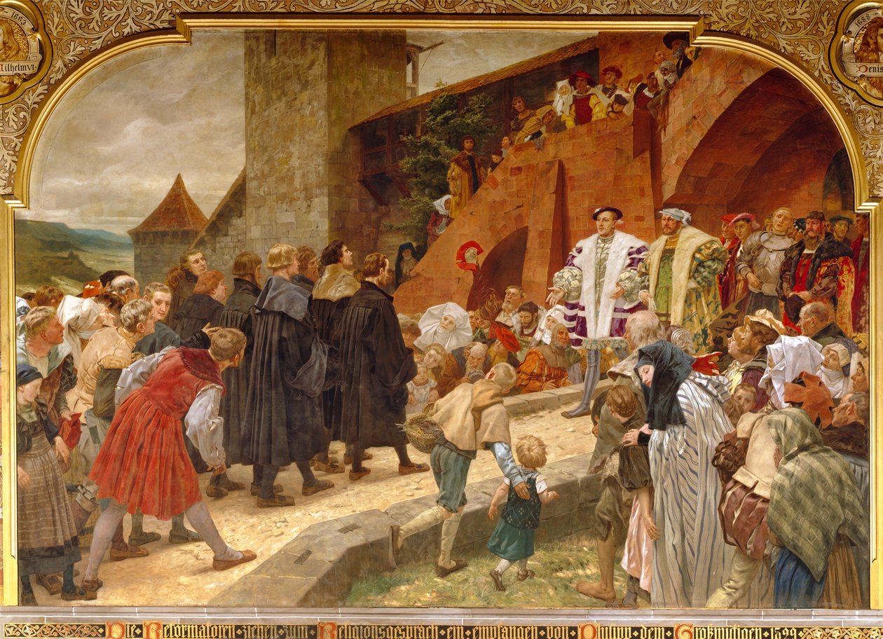 Philip the Magnanimous ønsket reformatorene velkommen til en religiøs debatt i 1529, 1903 av Peter Johann Theodor Janssen