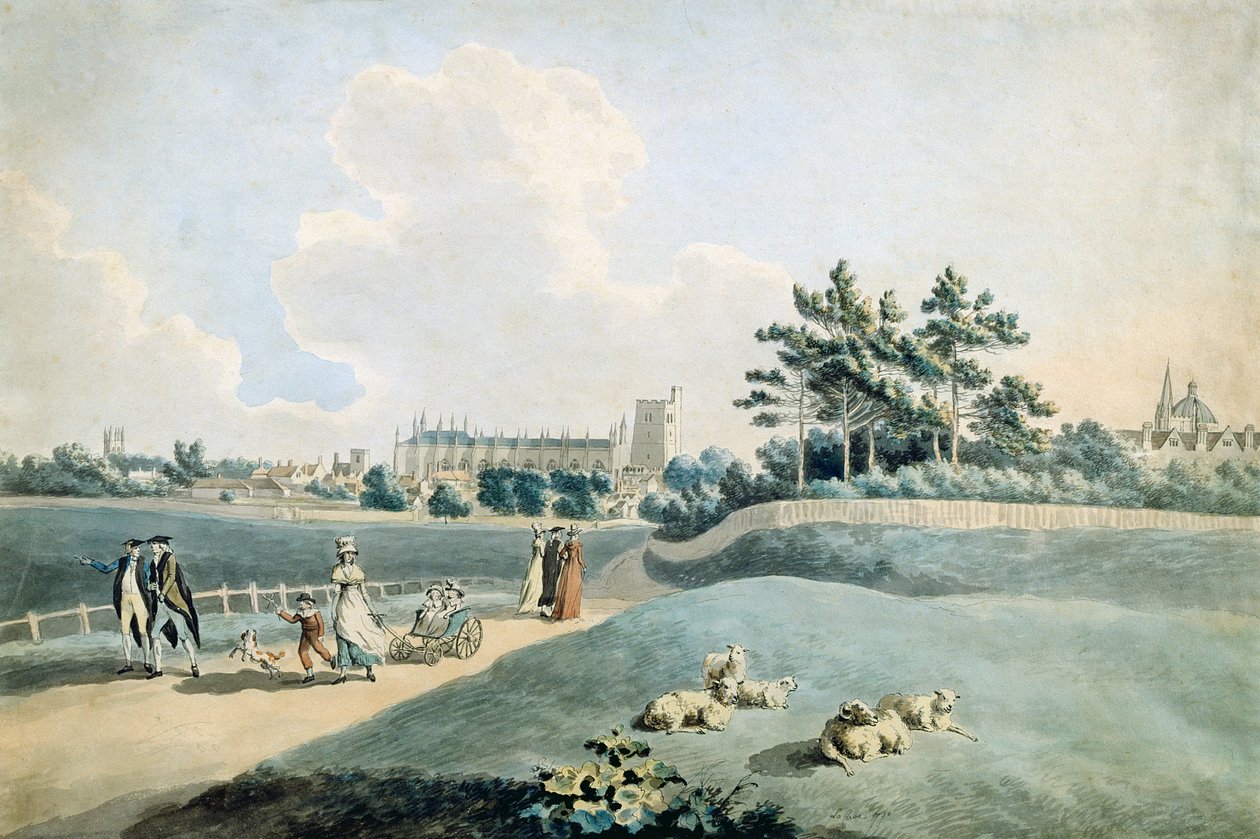 New College from the Parks, ca. 1790 (wc på papir) av Peter La Cave