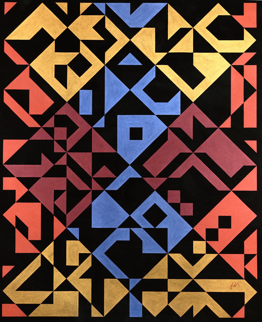 Interposed Diagonals, 1984 (tempera på papir) av Peter McClure