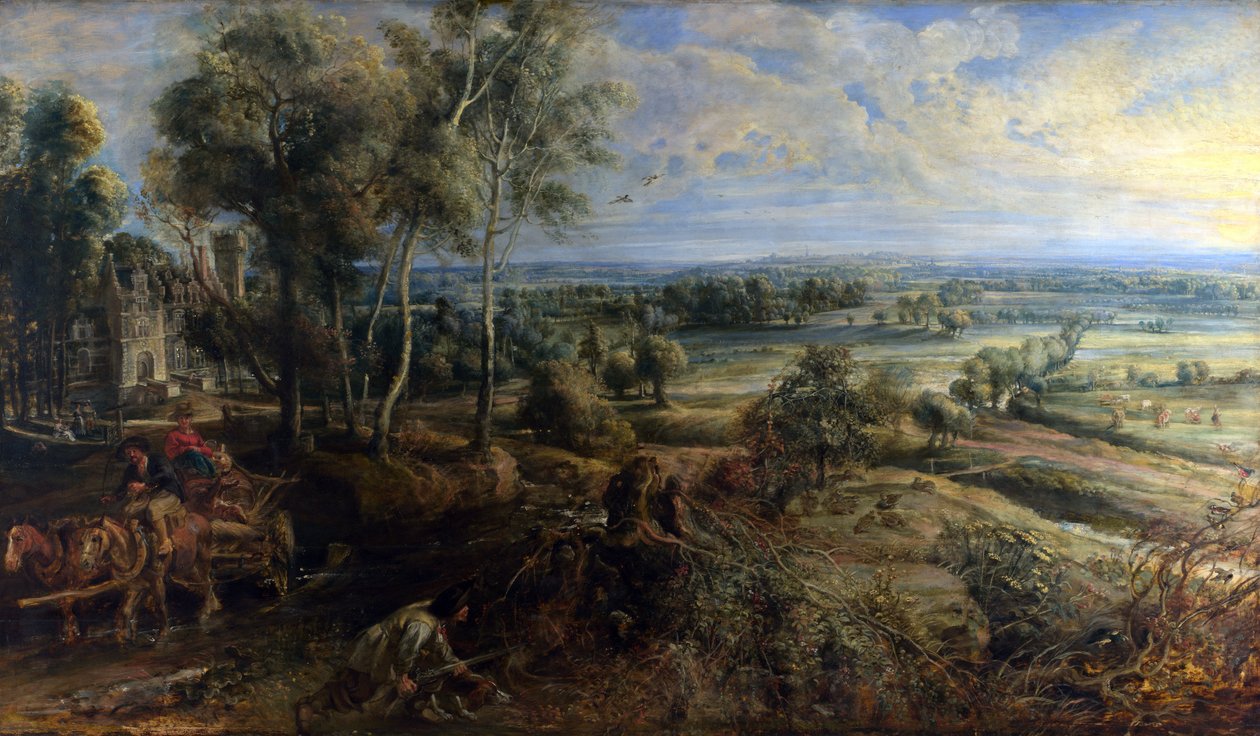 En utsikt over Het Steen i den tidlige morgenen av Peter Paul Rubens