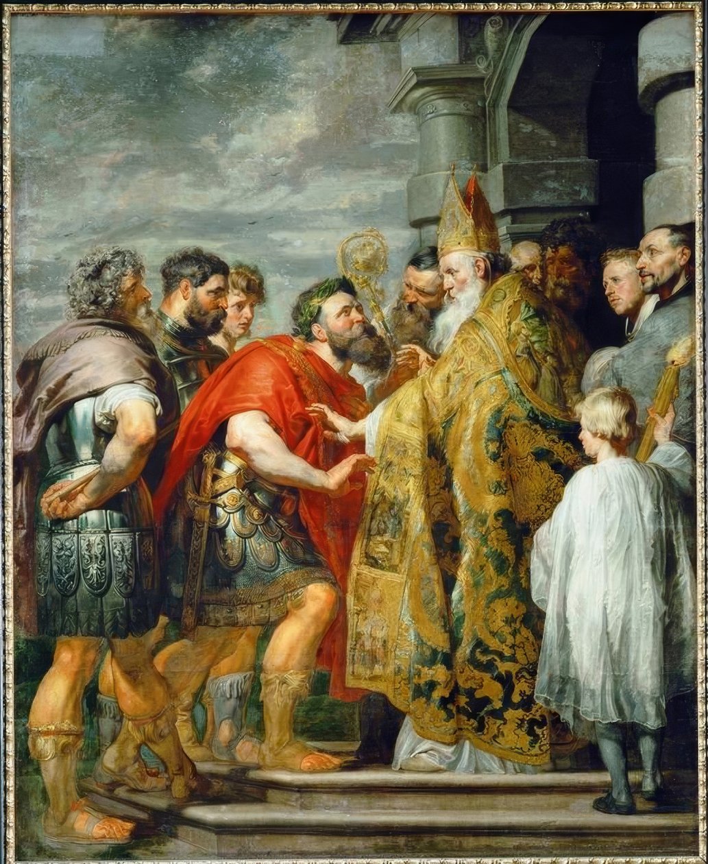 St. Ambrosius og keiser Theodosius av Peter Paul Rubens