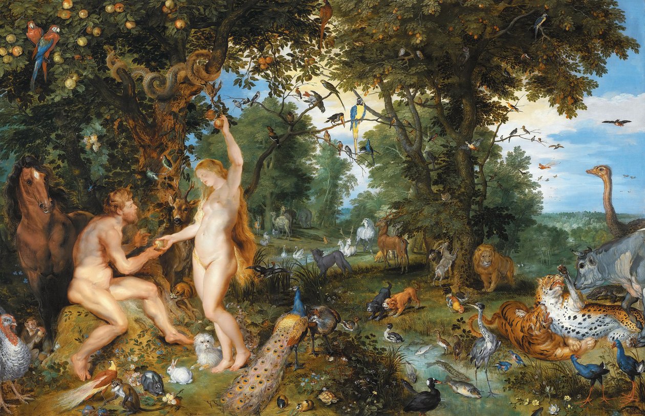 Det jordiske paradiset med Adams og Evas fall av Peter Paul Rubens