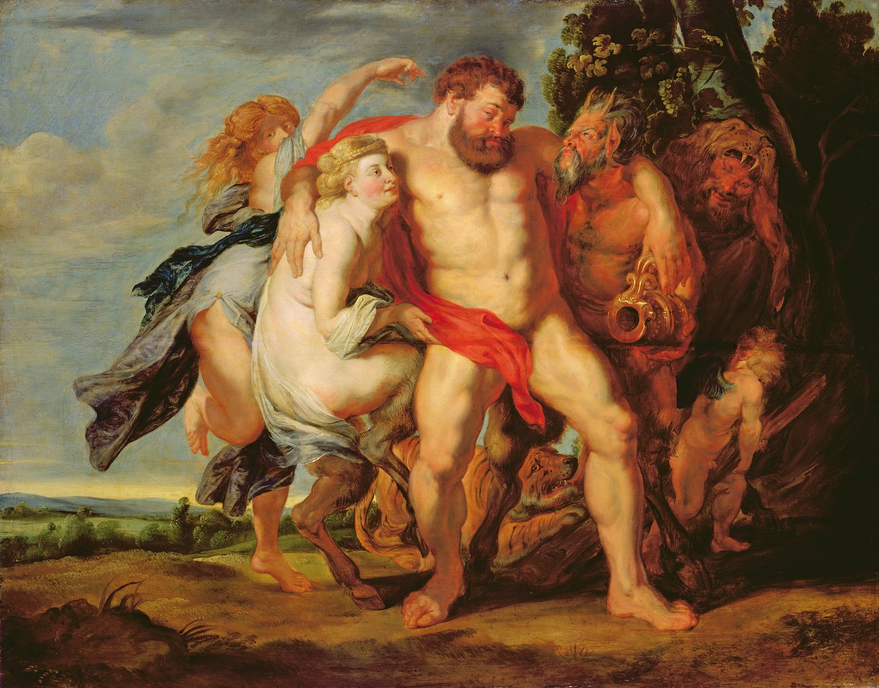 Drunken Hercules (olje på eik) av Peter Paul studio of Rubens