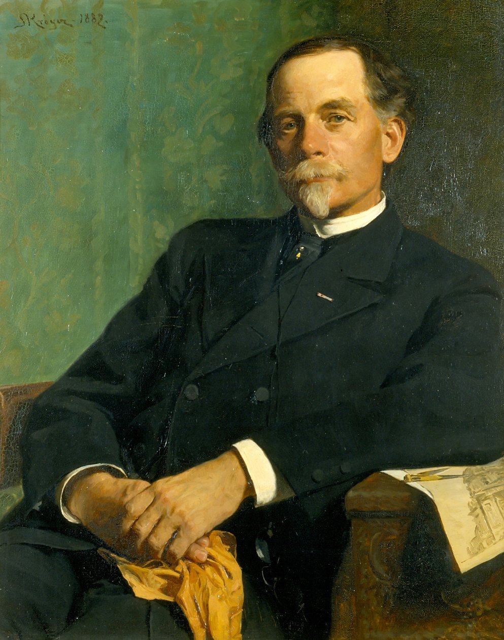 Arkitekt, professor F. Meldahl sittende av Peder Severin Krøyer
