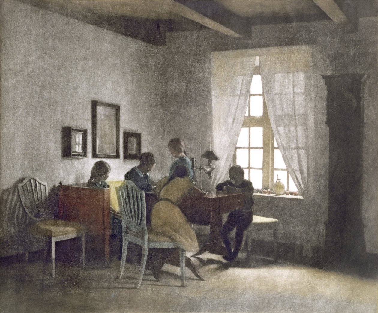 Barn ved bordet (mezzotint) av Peter Vilhelm Ilsted
