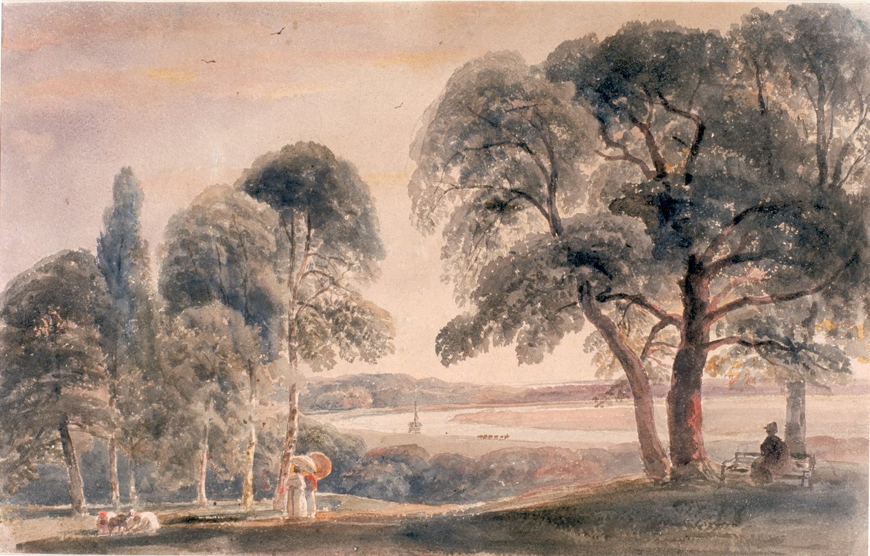 Weybridge Meadows (akvarell på papir) av Peter de Wint