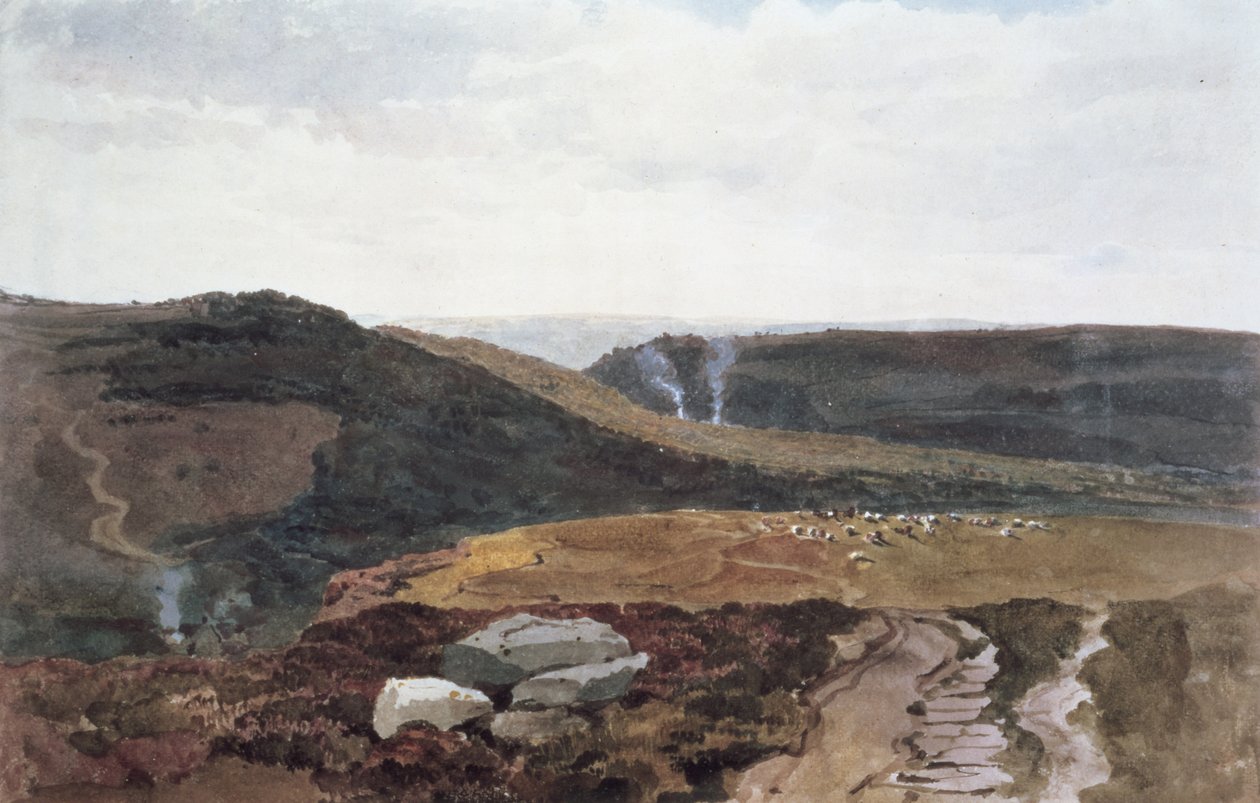 Yorkshire Fells, ca. 1840 (blyant og toalett) av Peter de Wint