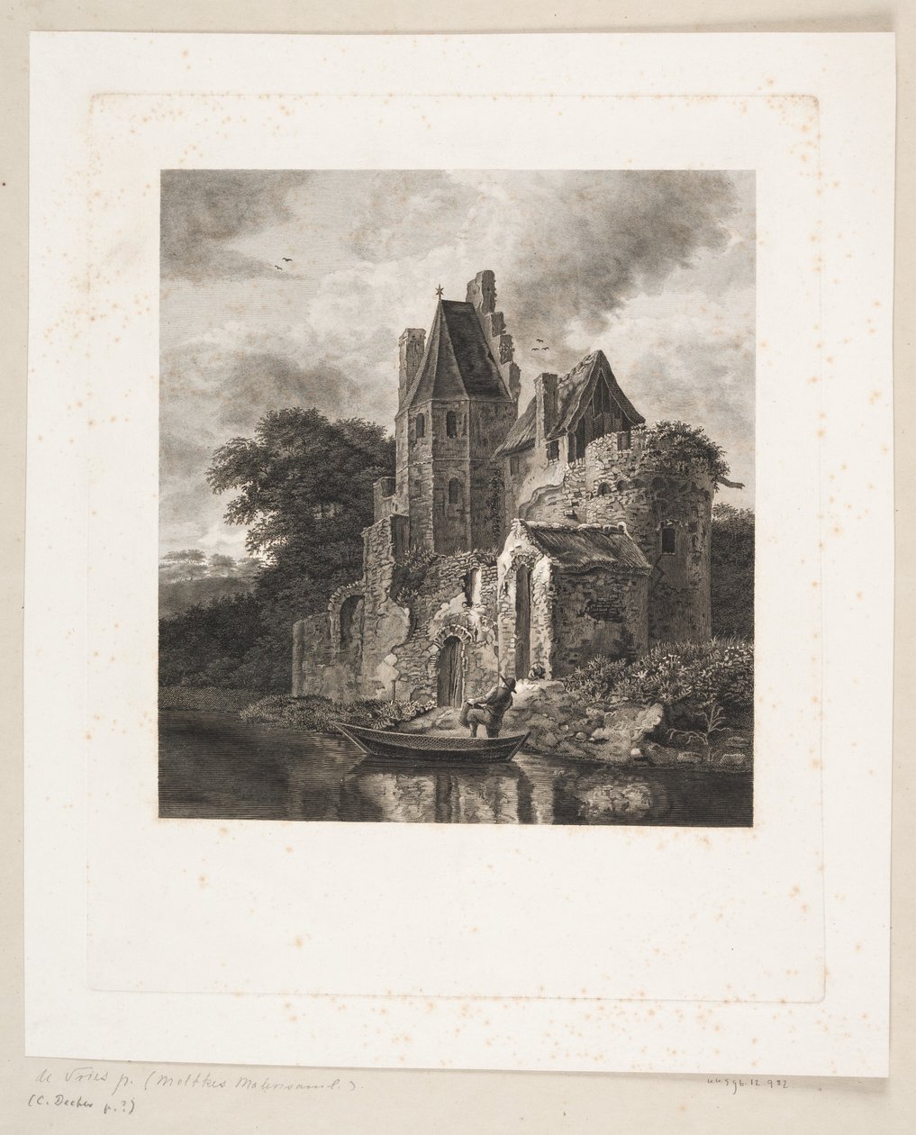 Slottsruin ved en elv av Peter Christian Schøler
