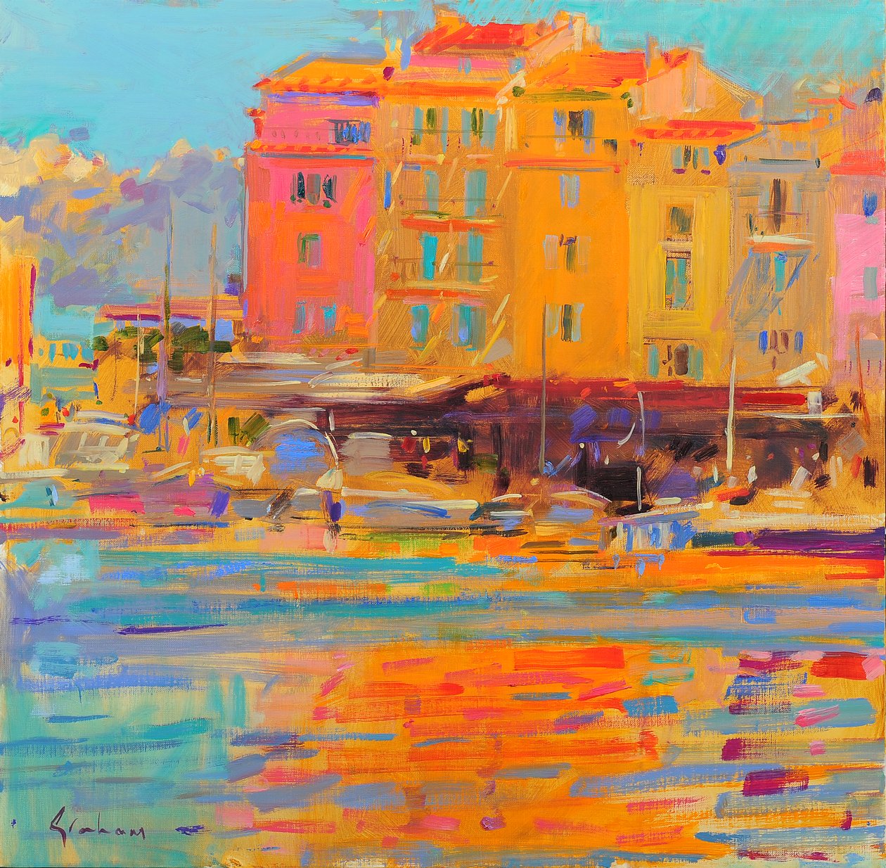 Saint Tropez-refleksjoner av Peter Graham (Contemporary)