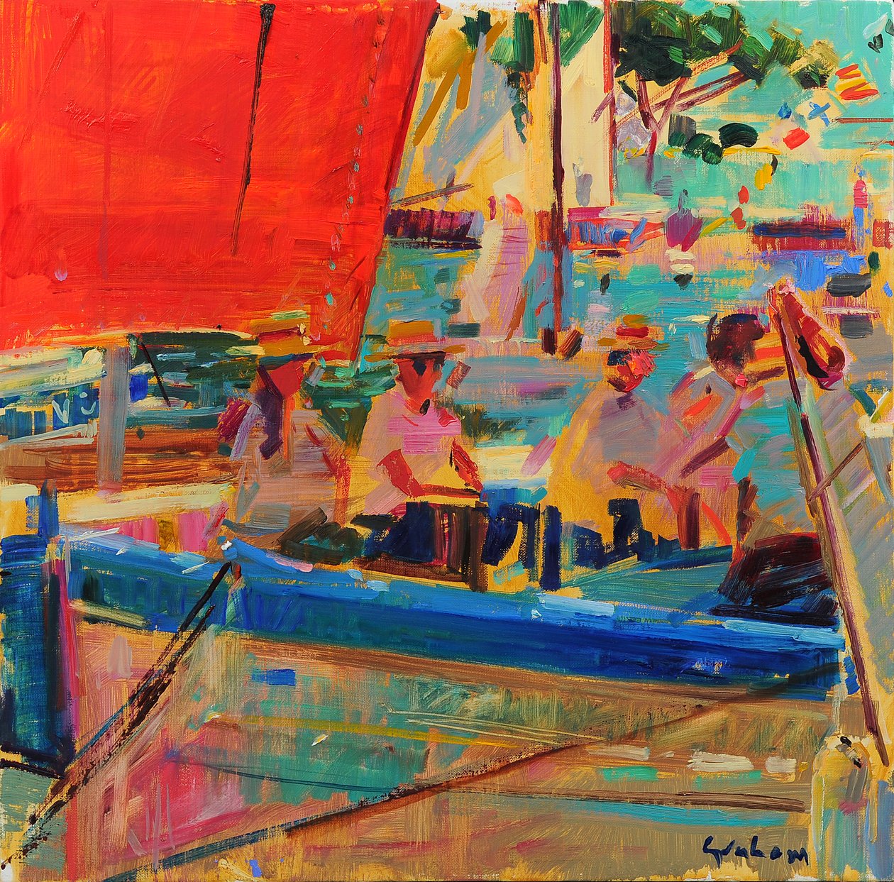 Skimrende Sea Saint Tropez av Peter Graham (Contemporary)