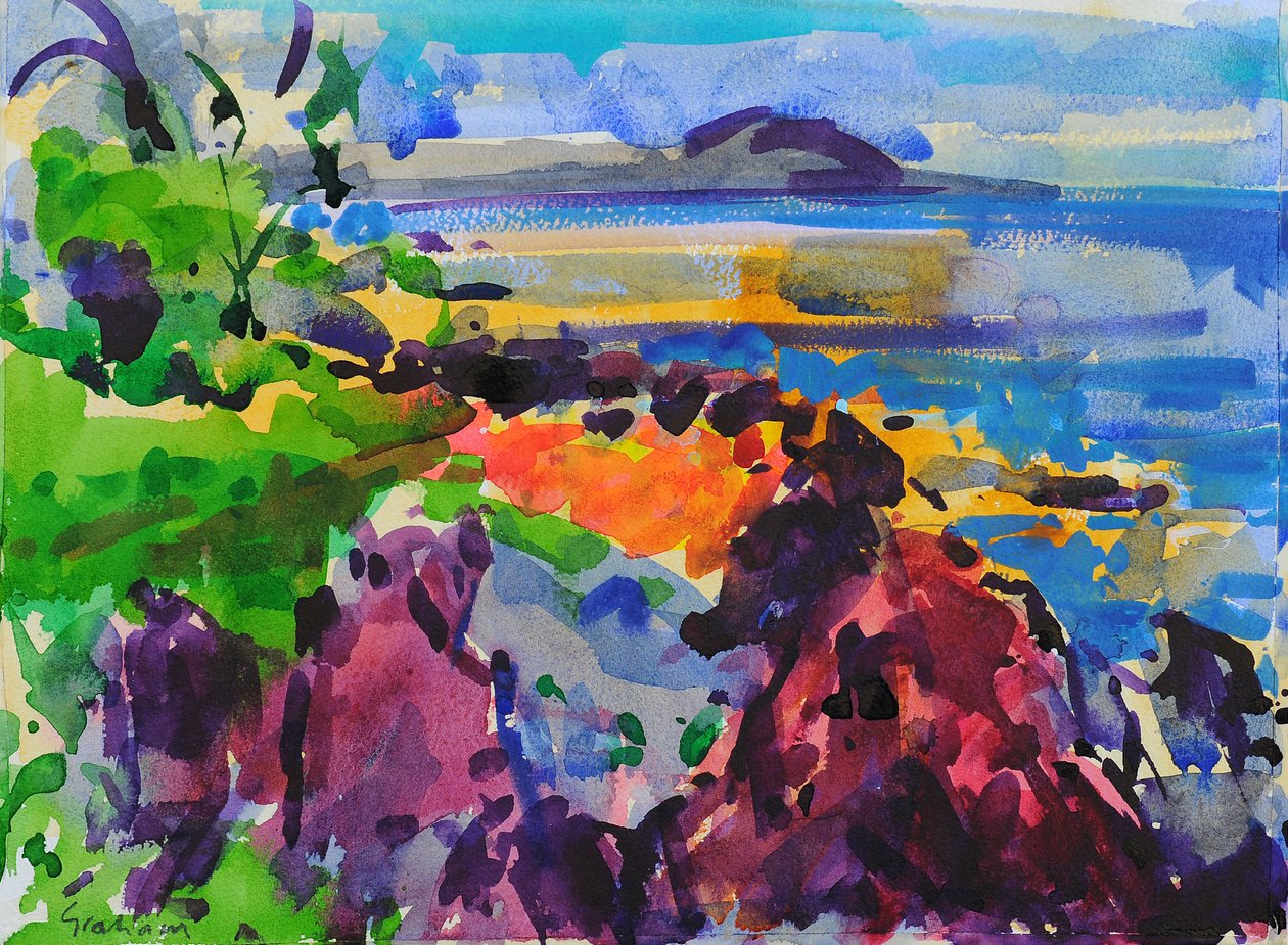 Maui Rocks, 2023 (akvarell) av Peter Graham