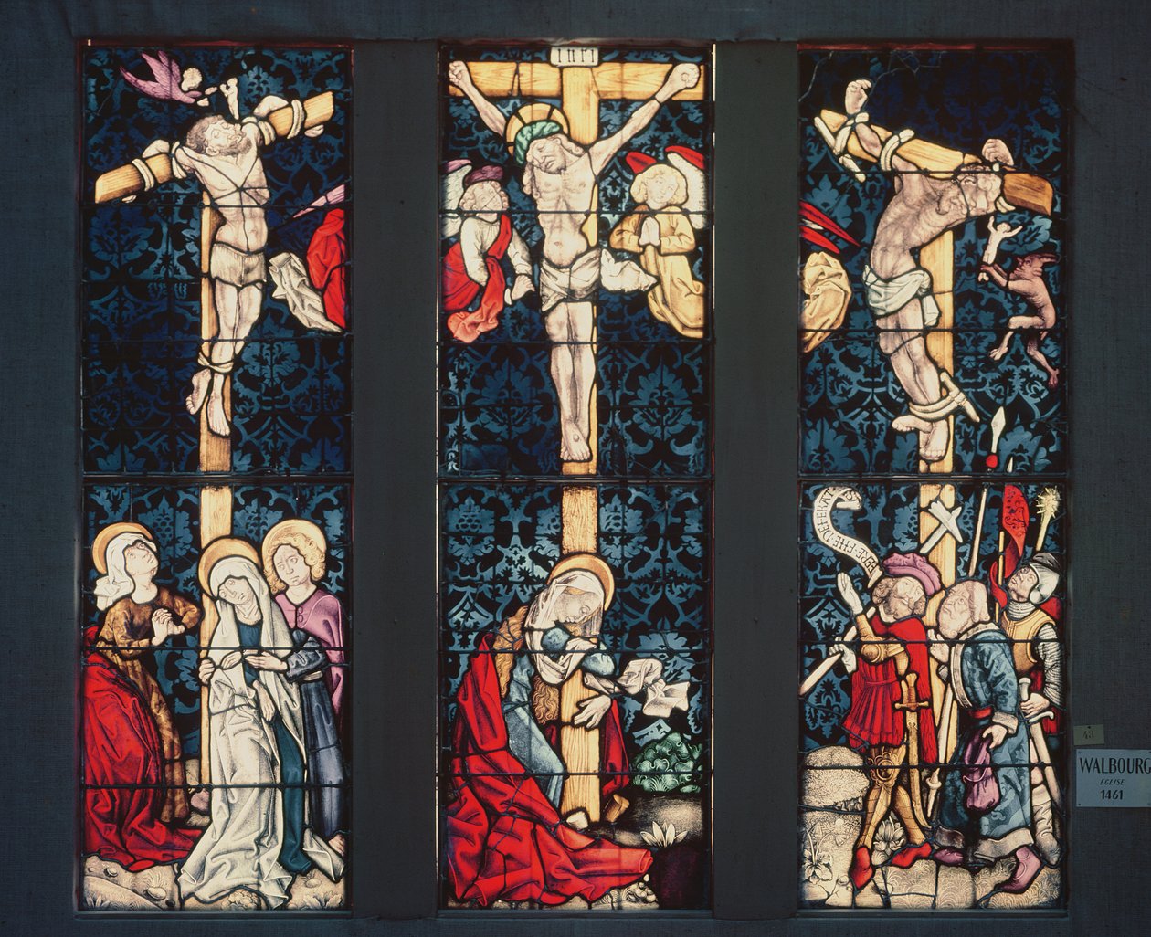 The Crucifixion, 1461 (farget glass) av Peter Hemmel