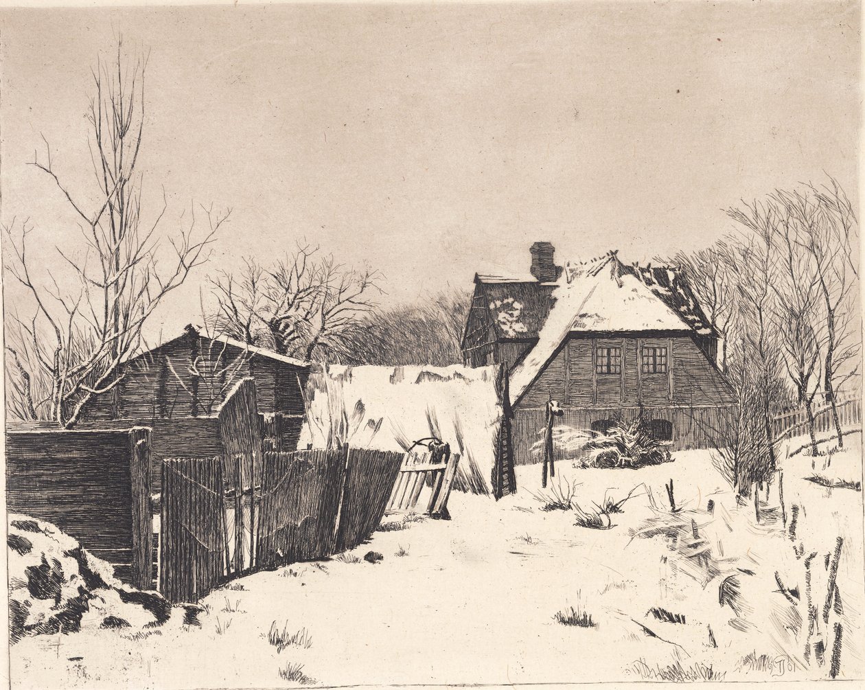 Vinterlandskap med hus av Peter Vilhelm Ilsted