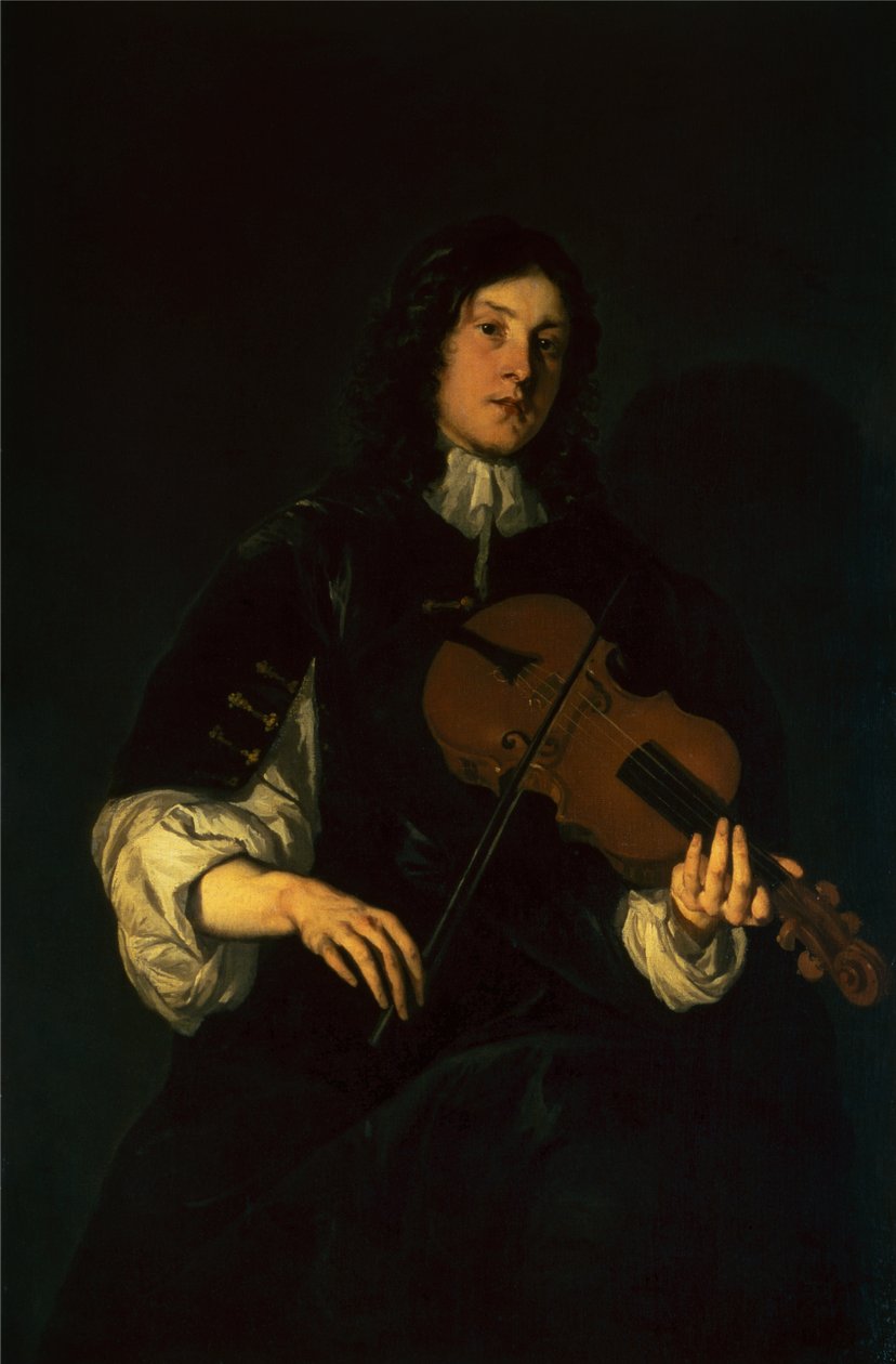 En mann som spiller fiolin (olje) av Peter Lely