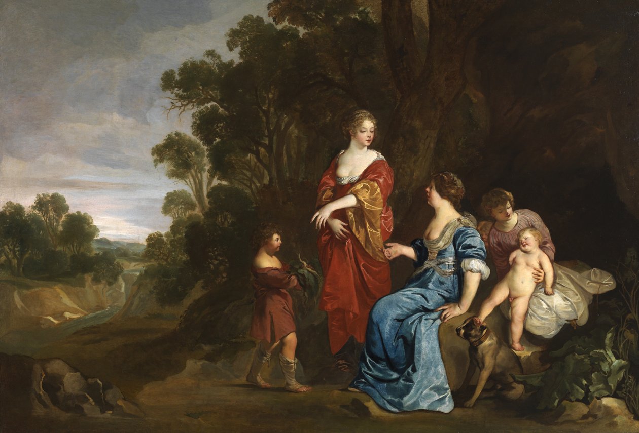 Rueben presenterer mandrakes til Leah, 1640-50 av Peter Lely
