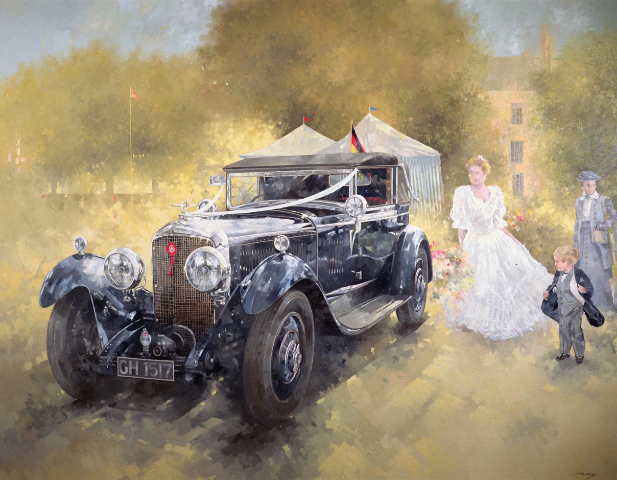 Bentley and Bride (olje på lerret) av Peter Miller