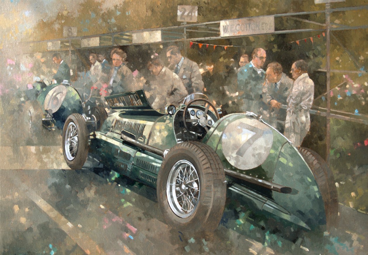 R. Parnells Maserati (olje på lerret) av Peter Miller