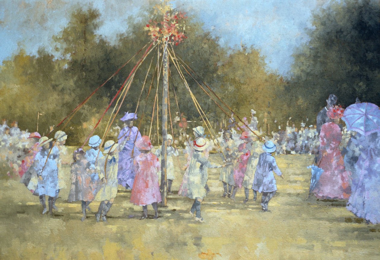 Maypole (olje på lerret) av Peter Miller