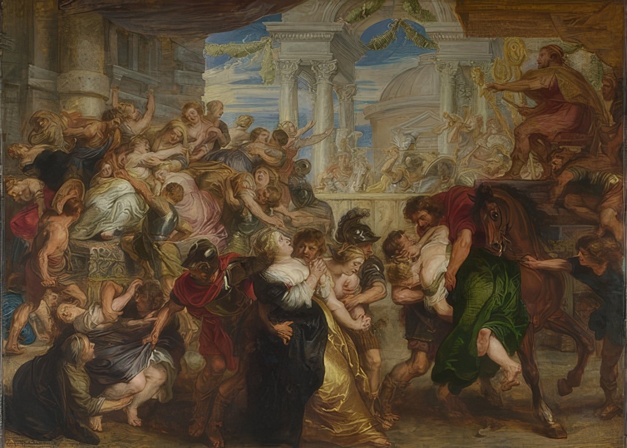 Ranet av sabinskvinnene. Rundt 1635-40 av Peter Paul Rubens