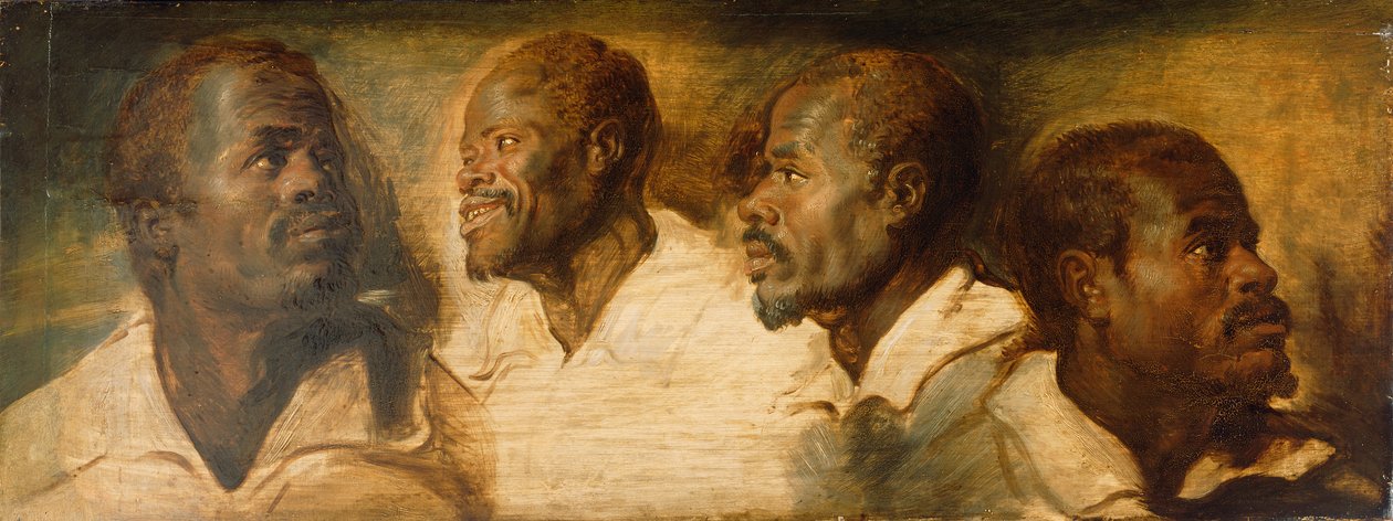 Fire studier av mannlig hode, ca. 1617-1620 av Peter Paul Rubens