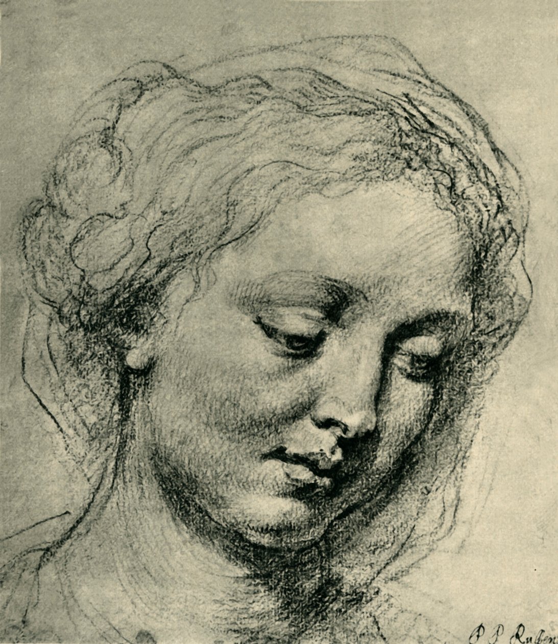 Hodet til en kvinne, c1630, 1943. av Peter Paul Rubens