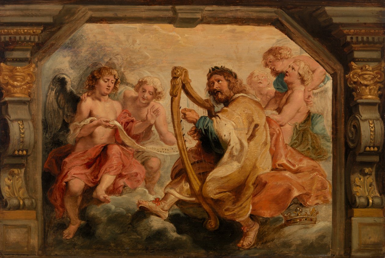 Kong David spiller harpe av Peter Paul Rubens